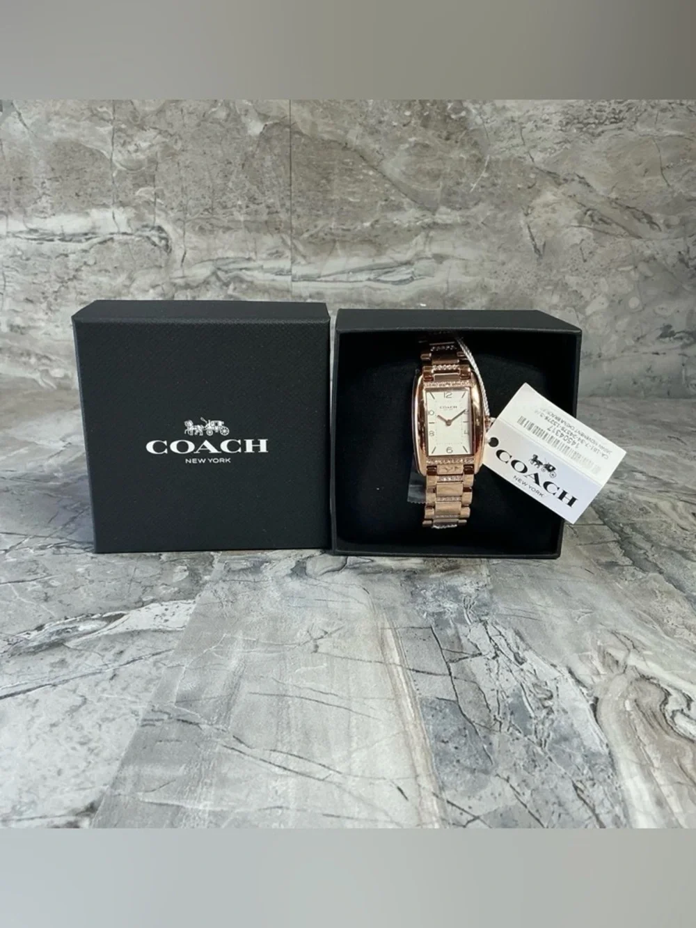 Coach Reese Women's Watch - 2H Quartz Tank Watch with Crystal-Set Link Bracelet